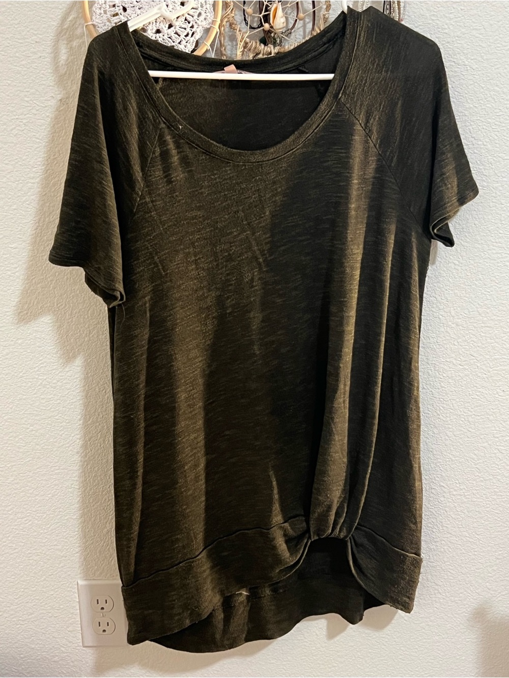 Juicy Couture Casual Short-Sleeve Scoop Neck Top - Olive Green